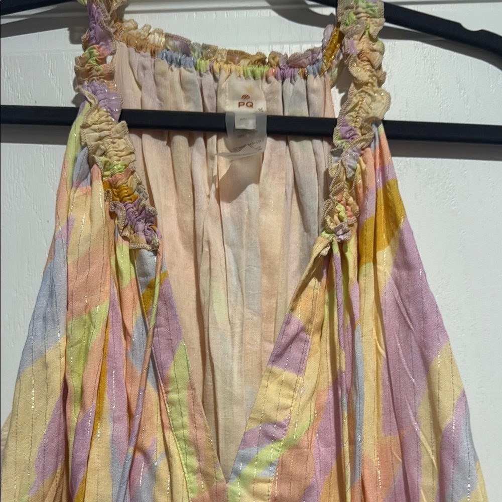 PQ Swim Pink and Yellow Tiered Ruffled Sundress - Picture 3 of 8